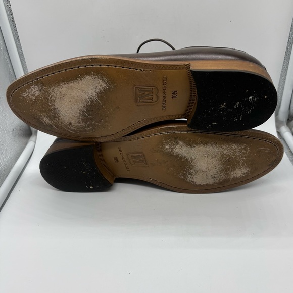 Bruno Magli Men’s Lace Up Oxford Derby Shoe Brown Leather Sz 10.5 Made In Italy